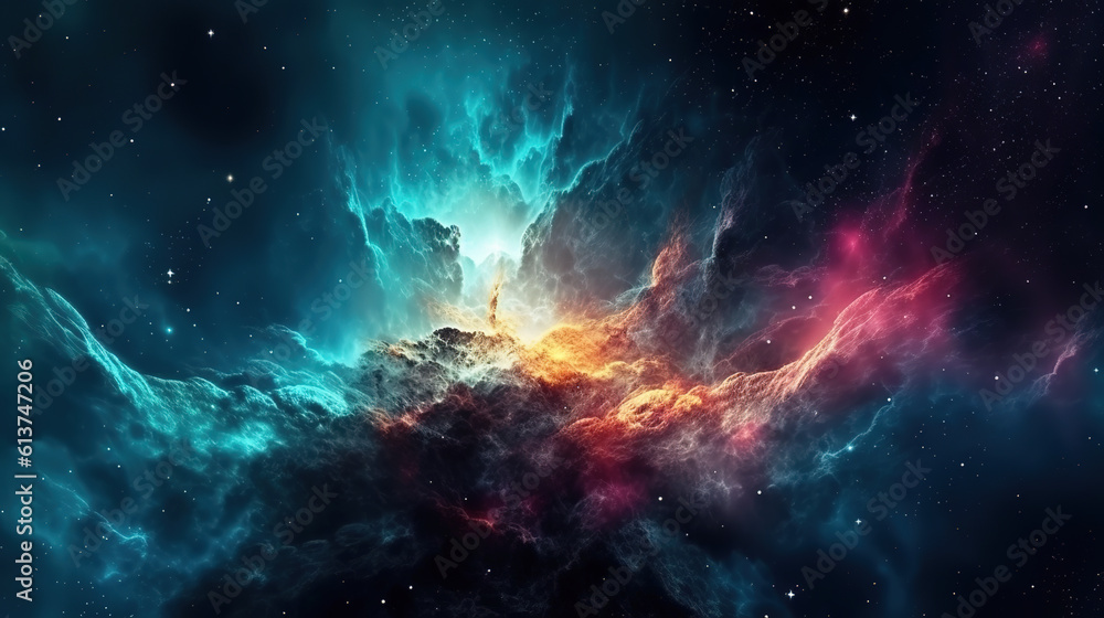 Space Colorful Galaxy Background Generative AI