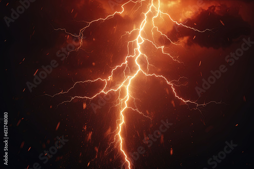 Photo Flash of lightning on dark background.
