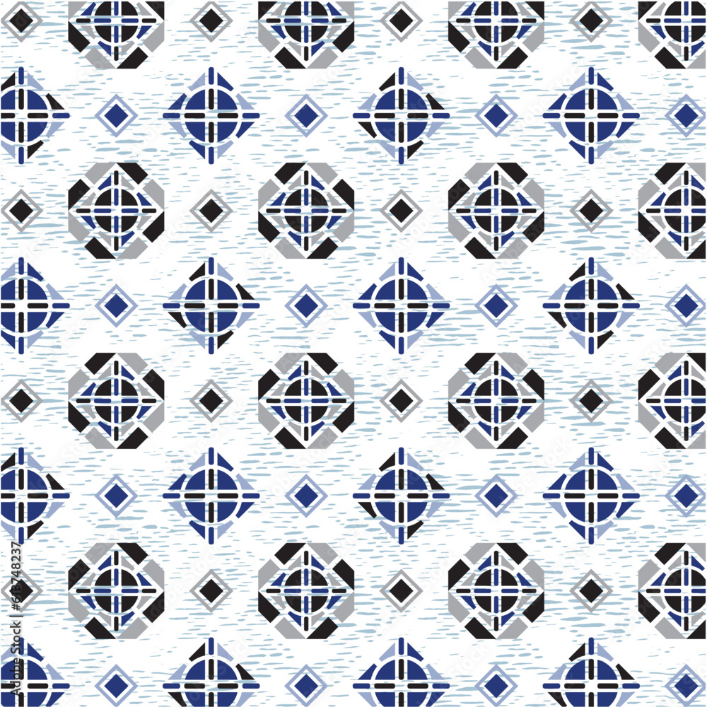 Geometric pattern with square lozenge motif on gray melange Geometric pattern with square lozenge motif on gray melange