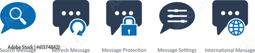 A set of 5 Contact icons as search message, refresh message, message protection
