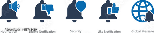 A set of 5 Contact icons as notification, dislike notification, security