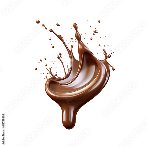 Splash of chocolate illustration, isolated object transparent background. Ai Generative
