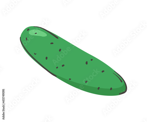 Hand drawn cucumber isolated on a white background. Vector illustration. Colorful and minimalistic. For sticker and design.