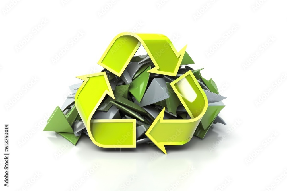 Recycling sign cartoon icon on white background. Generative ai Recycling sign cartoon icon on white background. Generative ai