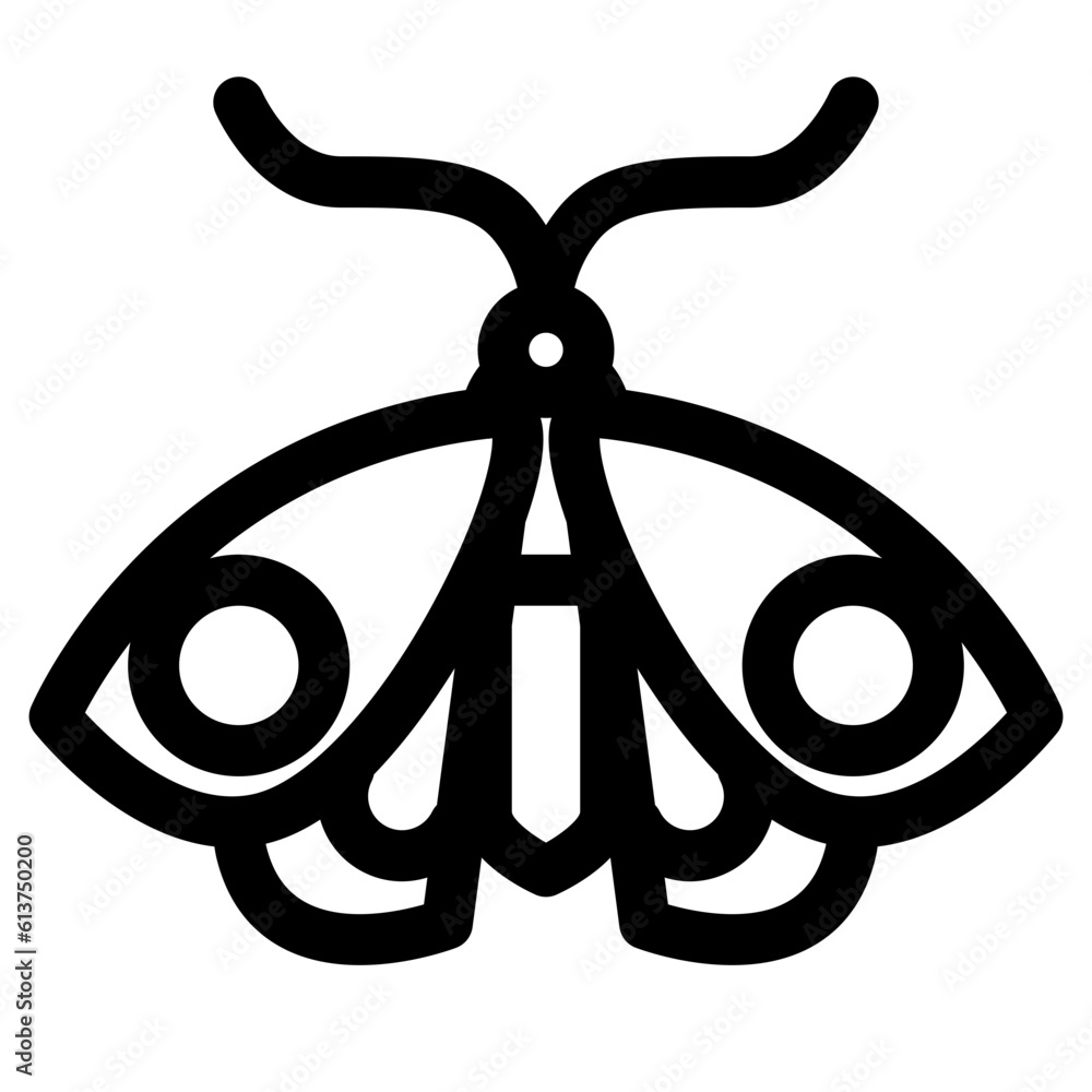 害虫、蛾を表すラインスタイルのアイコン