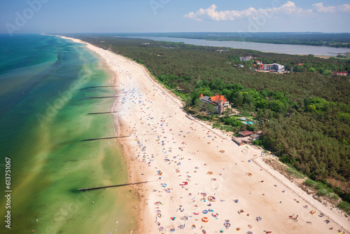Fotografija Aerial landscape of the summer beach in Leba at Baltic Sea, Poland