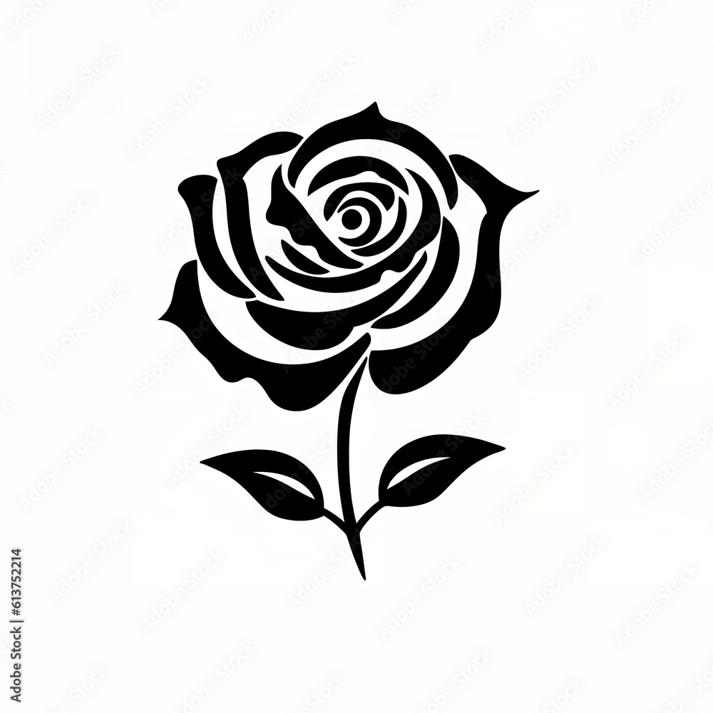 Symbol of a Black Rose on White Backround Symbol of a Black Rose on White Backround