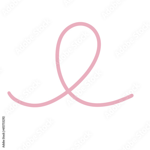 Pink Ribbon Line Element Doodle Line For Decorative