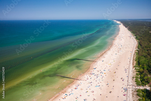 Fotografie Aerial landscape of the summer beach in Leba at Baltic Sea, Poland