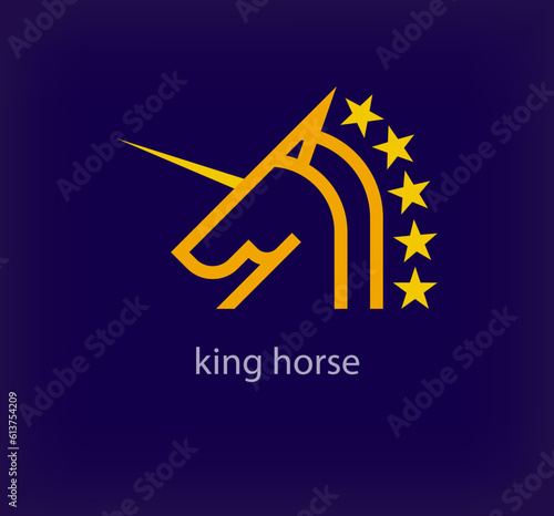 Creative warrior kingdom horse logo. Unique color transitions. Unique kingdom mighty horse crest logo template. vector