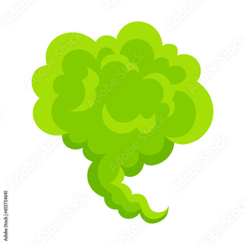 Smelling green cartoon smoke or fart clouds flat style design vector illustration. Bad stink or toxic aroma cartoon smoke cloud isolated on white background.