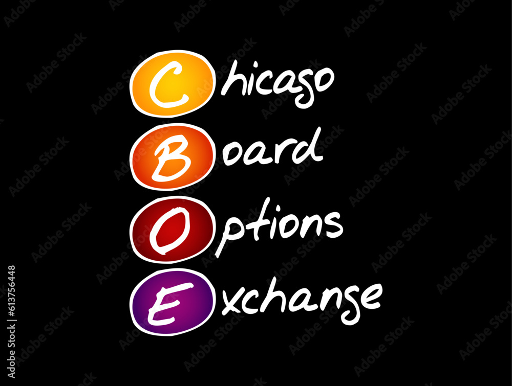 CBOE - Chicago Board Options Exchange acronym, business concept background CBOE - Chicago Board Options Exchange acronym, business concept background