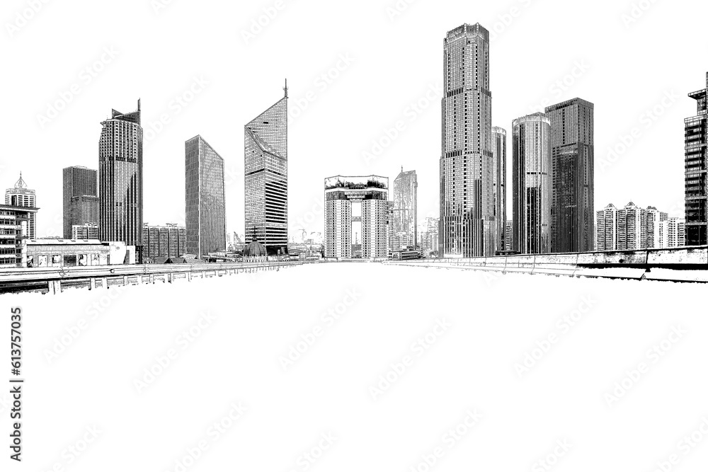 Shanghai cityscape, ink sketch illustration. Shanghai cityscape, ink sketch illustration.