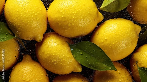 Fresh Lemons Background Adorned with Glistening Droplets Of Water