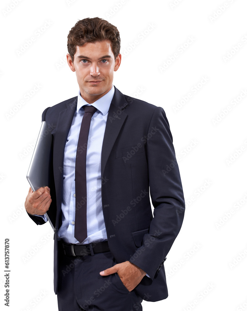Portrait, business and man holding a laptop, accounting and confident guy isolated on a transparent background. Male person, employee and financial advisor with a pc, png and technology with success Portrait, business and man holding a laptop, accounting and confident guy isolated on a transparent background. Male person, employee and financial advisor with a pc, png and technology with success