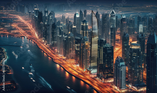 Dubai marina showcasing sky scappers scene