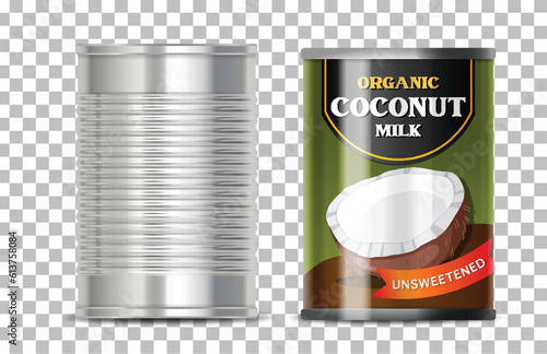 Organic coconut milk on grid background photo