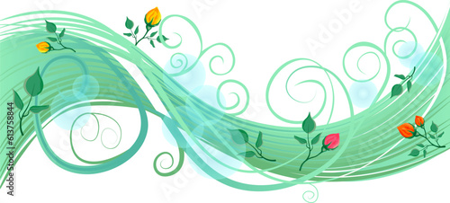 Transparent summer green wave background decoration element for greeting card vector
