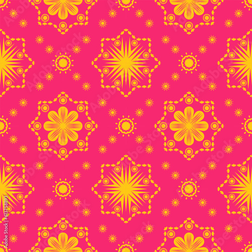 Ethnic colorful floral geometric pattern. Vector geometric floral shape seamless pattern colorful background. Ethnic embroidery surface pattern design use for textile, home decoration elements, etc.