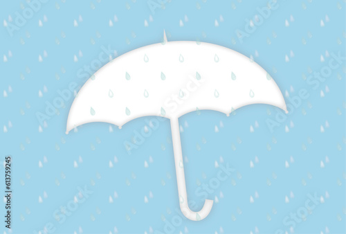 3dの白い傘と雨粒