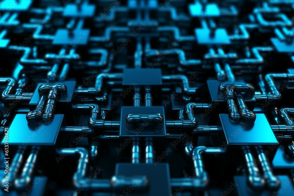 Fototapeta premium Block chain mockup. Generate Ai