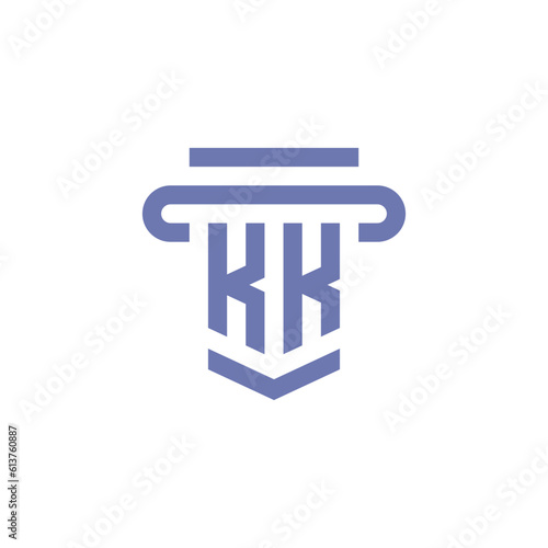 two letter kk initials legal pillar shape outline stroke