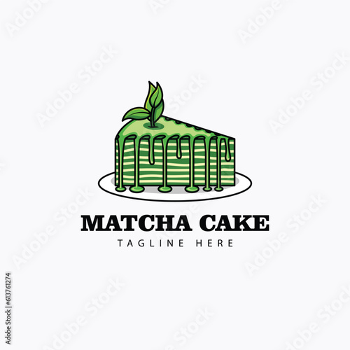 Matcha cake logo illustration