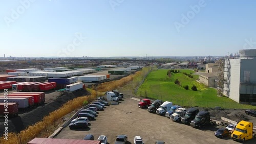 Aerial Pan Right View of a Trucking Company - Pt. 6 photo