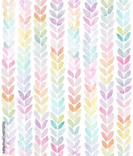 Hand painted watercolor colourful knit alike geometric all over seamless pattern on white background
