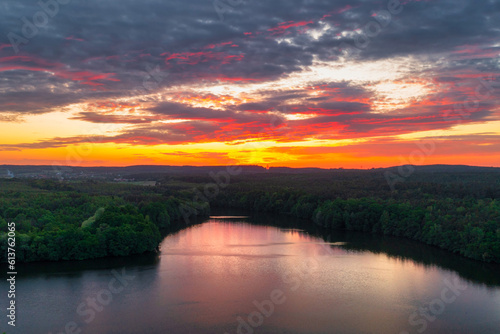 Fototapeta Naklejka Na Ścianę i Meble -  Idyllic sunset over the lake in Poland