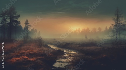 landscape sunrise in nature in a realistic style Generative AI