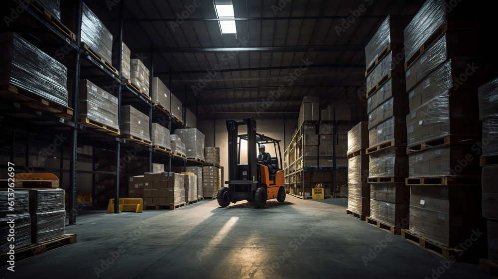 Naklejka premium forklift in warehouse