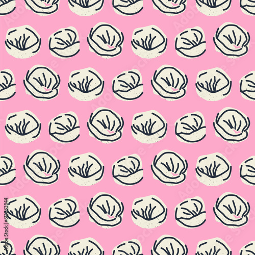 Stylish seamless pattern with traditional dumplings. Vector illustration, print, background