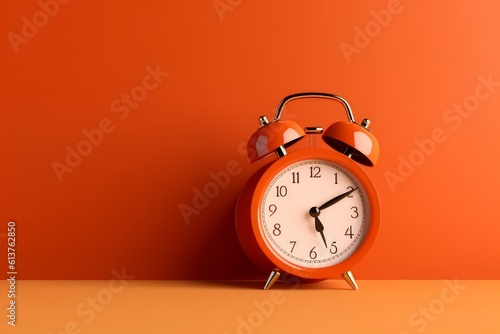 Clock sleep orange background. Generate Ai