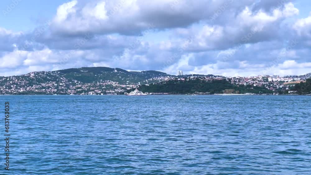 Sea. Ocean. Water, shore view. Horizon. Smooth swaying of the waves. Clear sky, sunny summer day. Sea. Ocean. Water, shore view. Horizon. Smooth swaying of the waves. Clear sky, sunny summer day.