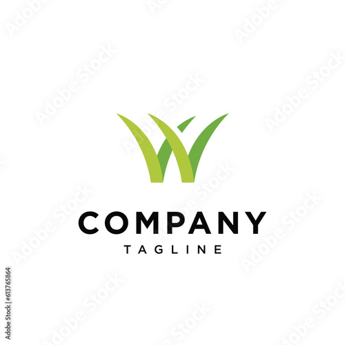 Letter W grass and lawn care logo icon vector template.eps