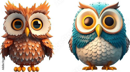 Cute Owl in 3d style. photo
