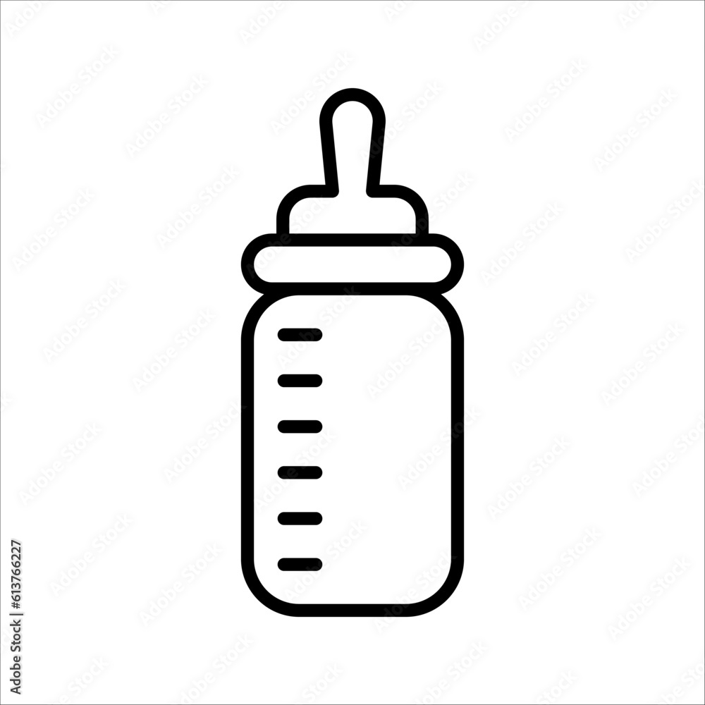 Baby feeding bottle vector line icon, vector illustration on white background Baby feeding bottle vector line icon, vector illustration on white background