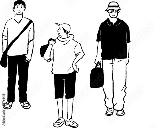 おしゃれな男性の線画ベクター線画