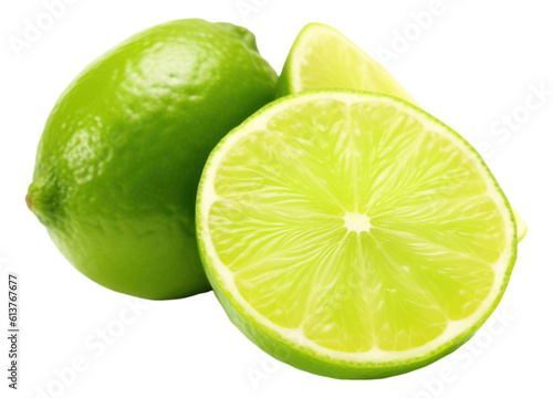 Citrus lime fruit segment isolated. Generative AI.