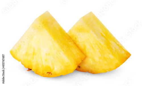 Pineapple isolated. Two slices of ripe pineapple on a transparent background.