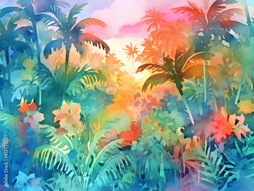 Tropical Paradise Background Illustration