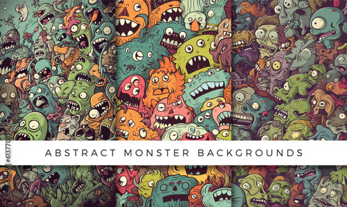 Illustrations of abstract monster background patterns 