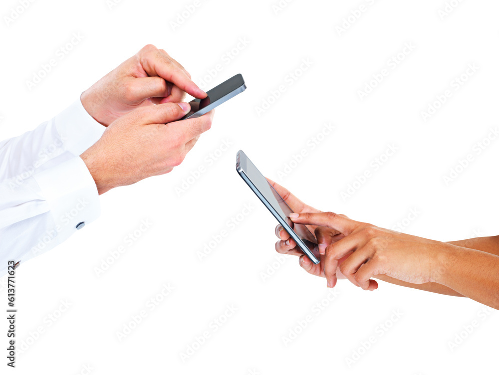 Cellphone, business people teamwork and hands typing email communication, networking cooperation or contact us. Team send digital file over mobile connection isolated on transparent, png background Cellphone, business people teamwork and hands typing email communication, networking cooperation or contact us. Team send digital file over mobile connection isolated on transparent, png background