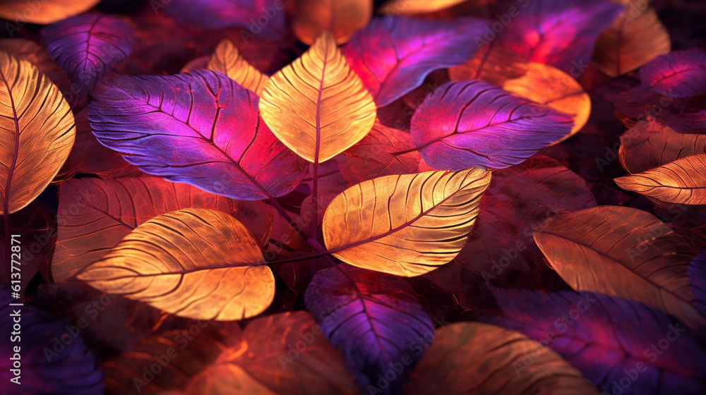 Generative AI, Unveiling the Intricate Patterns and Textures Beneath Nature's Leaves Generative AI, Unveiling the Intricate Patterns and Textures Beneath Nature's Leaves
