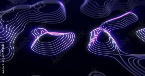Animated outline topographic contour map. abstract cartography landscape. Transformation and movement of contour lines, geometric wavy background. Seamless loop 4k video. photo