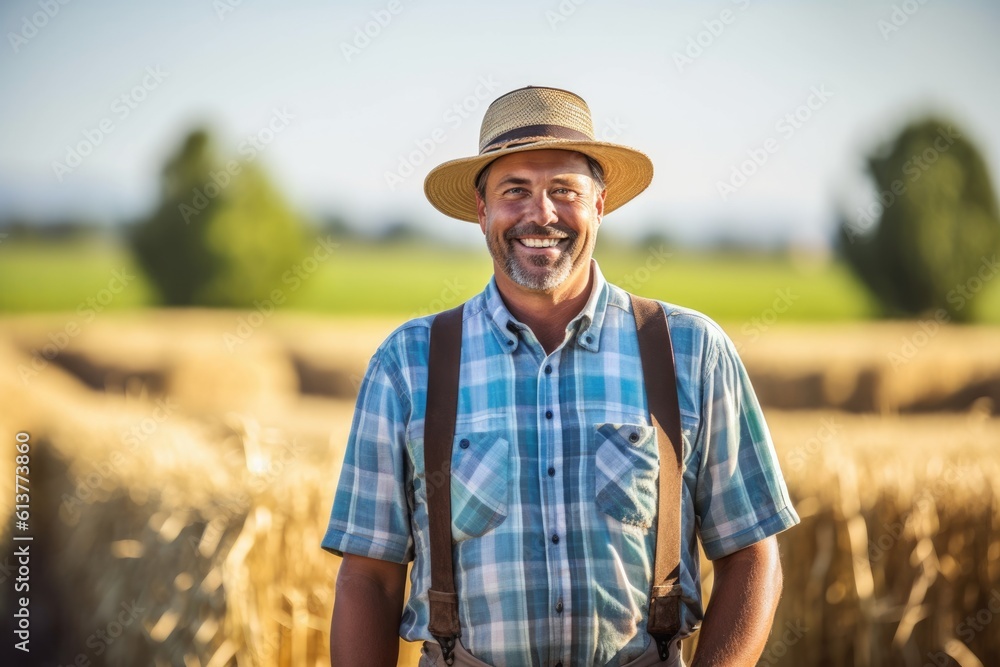 Smiling farmer standing in field , AI Generative Smiling farmer standing in field , AI Generative