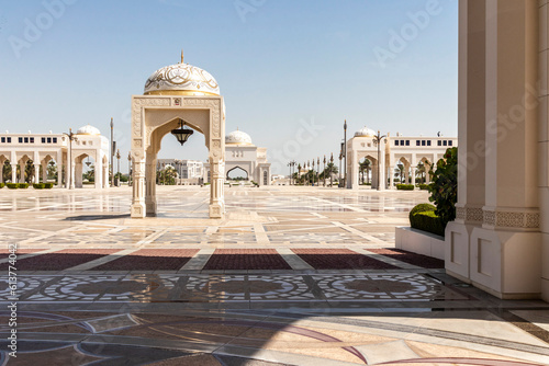Abu Dhabi, UAE - 05.26.2023 - Shot of the plaza in the front of the Qasr Al Watan palace. Landmark