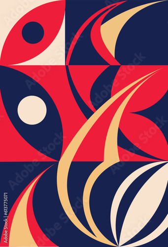 Colorful neo geometric poster. Grid with color geometric shapes. Modern abstract promotion flyer background vector illustration set. Geometric template poster, flyer neo pattern