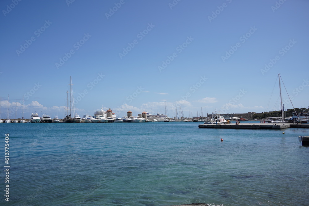 Mandraki Harbor in the Dodecanese island of Rhodes, Sailing-boats